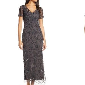 Pisarro Nights beaded mesh gown